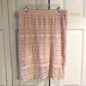 Fever Blush Pink Eyelet Pencil Skirt